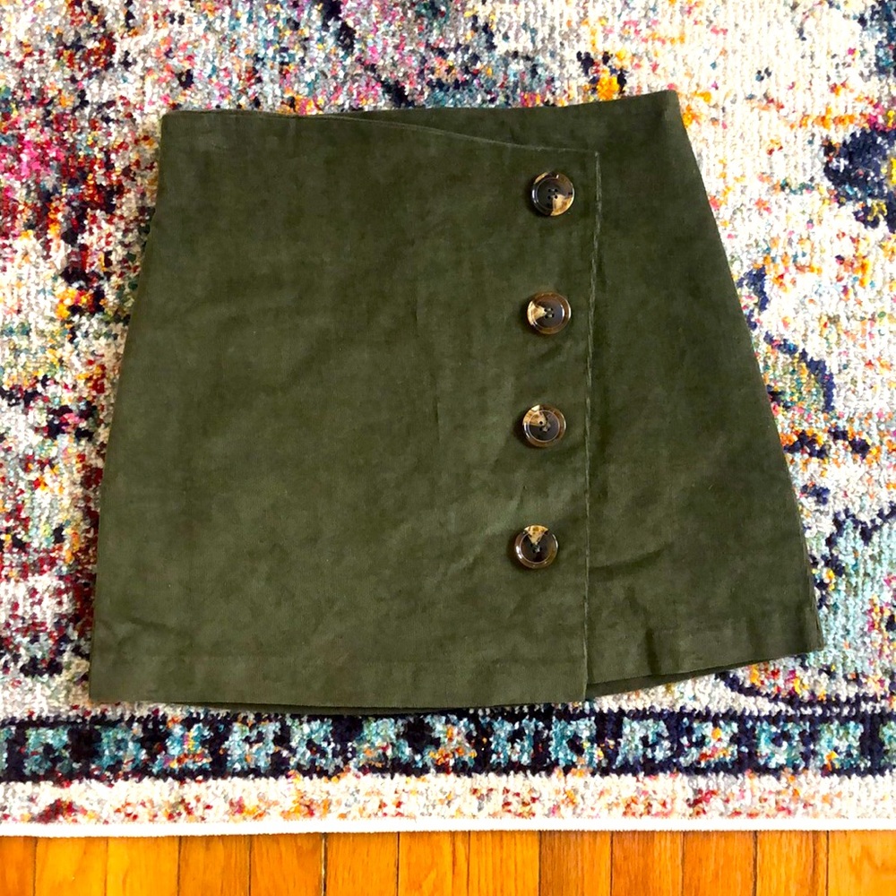 Olive Corduroy Skirt
